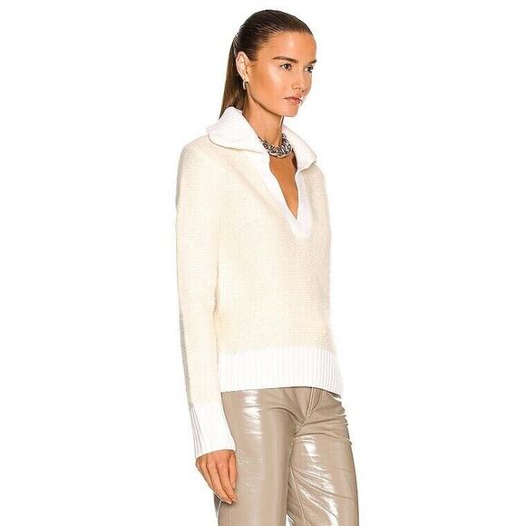 Veronica Beard Women Ivory Wool/Alpaca Brogan Casual Sweater Sz L NWT $450 - Picture 2 of 10